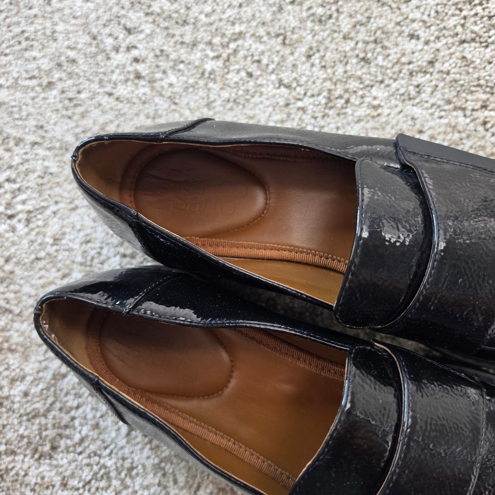 Franco Sarto Brindy Womens 7M Black Patent Lug Sole Loafer Chunky Dark Academia - Picture 3 of 7